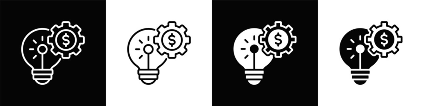 Business Inovation  Icon Set White And Black Background Style