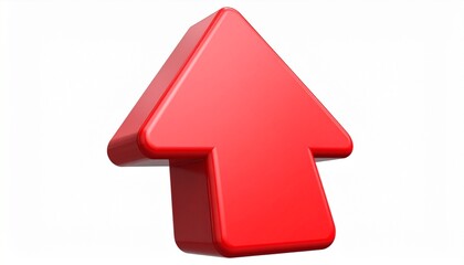 3D red arrow cursor pointing upward-left with glossy finish and shadow on dark background.