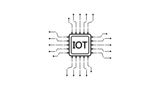 Io T Concept Circuit Board Microchip with Internet of Technology Symbol internet of microchip innovation