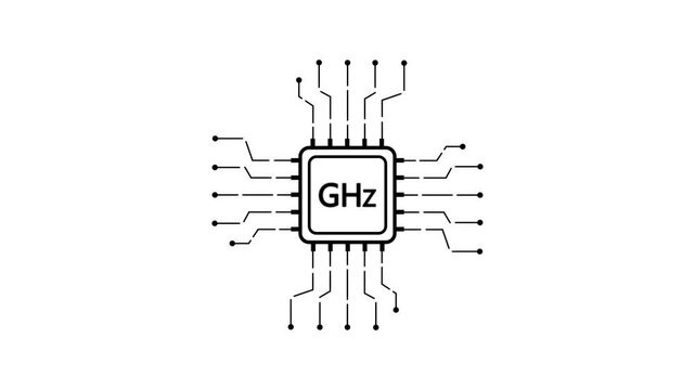 G Hz Microchip Processor with Circuit Board Connections Technology Concept