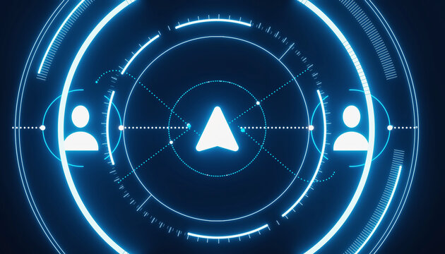 Navigating the Digital Realm: A futuristic user interface pulses with vibrant blue, symbolizing connection, data, and technological advancement. - Powered by Adobe
