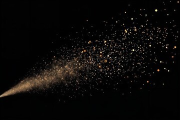 Obraz premium A stream of sparkling particles explodes in a dark space