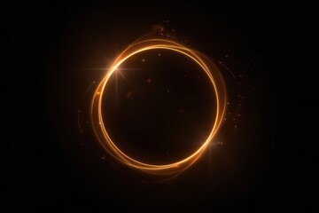 A glowing orange ring shines brightly against a dark background in space.