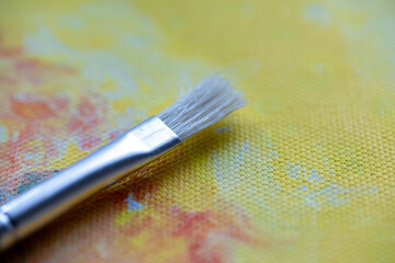  Close-Up of Paint Brush on Acrylic Painting
