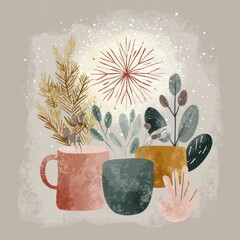 Cozy home objects set. Calm and cozy vibes.