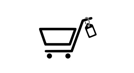Shopping basket tag clean design black white icon 