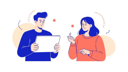 Digital Communication and Interaction between a Man and a Woman Using Devices and Gestures