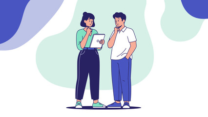 A Digital Consultation Between a Female and Male Using Tablet in a Casual Indoor Setting