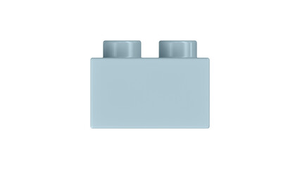 Pastel Blue Plastic Block Isolated on a White Background. Close Up View of a Plastic Children Game Brick for Constructors, Side View. High Quality 3D Render with a Work Path. 8K Ultra HD, 7680x4320