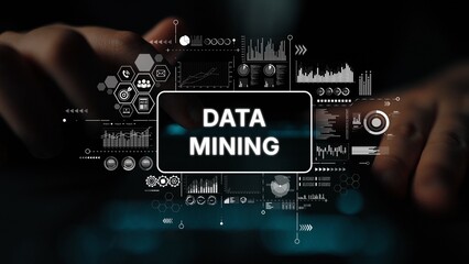 Hands on Keyboard with Data Mining Graphics and Analytics Visuals Representing Big Data Insights and Processing Techniques. Asymptotic smart data analytic.