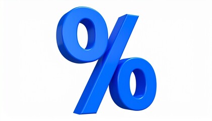 3D blue percent symbol on white background representing finance, data, and statistical value.