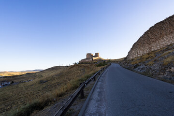 Consuegra castle pathway leading to historic fortress in Spain