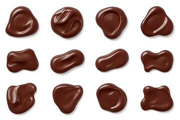 Obraz premium A collection of chocolate blobs on a white background