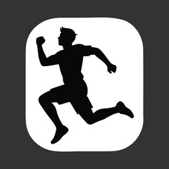 Silhouette of a man running and jumping over an obstacle. Parkour and free running vector icon. Minimalist graphic for sport and business challenge concepts