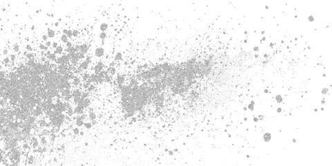 Stipple splatter cloud, scattered grain particles across wide white space. Abstract spray texture background for collage, poster design, vector illustration