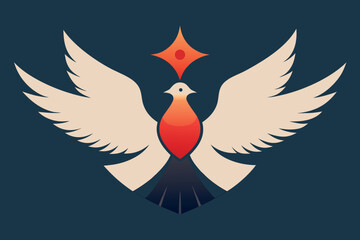 Minimalist Vector Illustration Featuring Two Symbolic Birds in a Symmetrical Composition