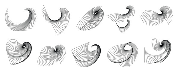 Abstract spiral line art shapes collection with swirling dynamic motion and organic curves © Hafiz