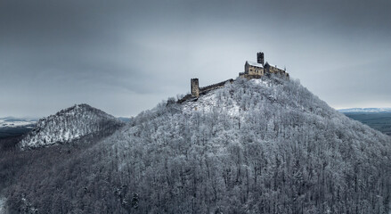 Bezdez Castle in Winter Snow, Czech Medieval Landmark