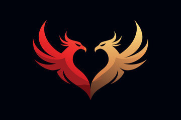 Minimalist Vector Illustration of Two Simplified Bird Shapes with Clean Lines and Modern Style