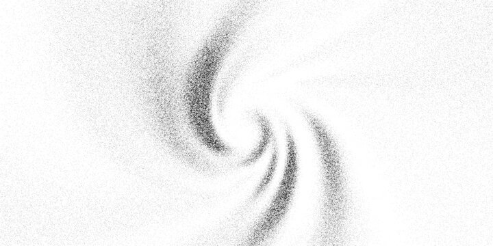 Speckled spiral storm, powdery noise field plus radial fade. Dynamic abstract texture for y2k poster, album cover, vector illustration