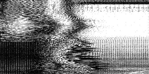Glitch noise texture, abstract distorted lines with heavy digital grain, monochrome signal interference pattern background, vector illustration
