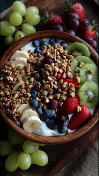 Fresh Fruit and Yogurt Parfait Breakfast.