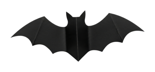 Black bat symbol with textured wings and pointed ears stands out, evoking a sense of mystery and nocturnal themes for Halloween or fantasy designs.