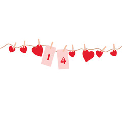 Hanging Hearts and February 14th Date Garland Decoration