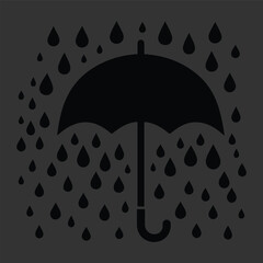 Umbrella and rain line icon. Keep dry liner icon flat illustration on grey background