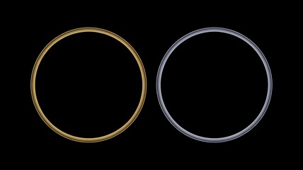 Two circular rings against black background