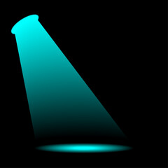 Vibrant Teal Spotlight Beam on Black Background - Dramatic Illumination for Stage, Events, and Product Displays