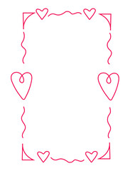 Red Heart Frame Border Design for Valentines Day Card or Invitation