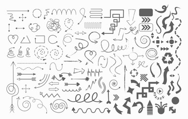 A versatile set of vector arrow illustrations in various styles and directions, perfect for sketchbooks, design layouts, UI elements, infographics, and creative projects.