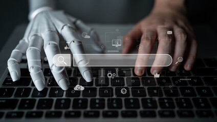 AI assisting search engine interface to find digital information, enhance SEO visibility, monitor insights, and support data access with intelligent online tools. Latch