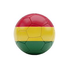Fototapeta premium Vibrant soccer ball with red, yellow, and green panels, isolated on a transparent background, showcasing bold national colors in a modern, clean style.