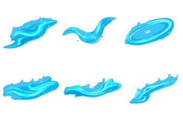 Obraz premium Meditative Motion Icons. Solid style icons of meditative motion: flowing drift, veil curve, luminous band, air trace, water line,