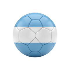 Fototapeta premium Blue and white soccer ball with a flag-inspired design, featuring a central white horizontal stripe on a light blue background, isolated on a transparent background.