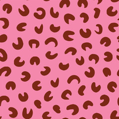 Pink, random placed half moons seamless repeat pattern. Abstract spots dots aop, all over surface print, background. Endless, editable tile.