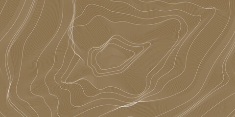 An abstract image with smooth, wavy contour lines in light beige or cream colors on a uniform warm brown (cocoa or mocha) background., topographic patterns resembling contour maps of elevations