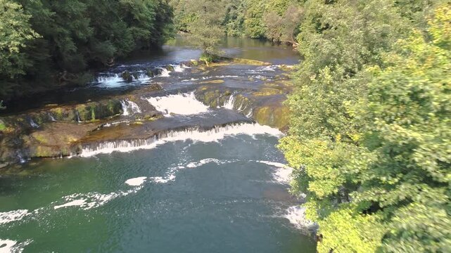 Aerial view of Žužemberk Castle and Krka River, Slovenia