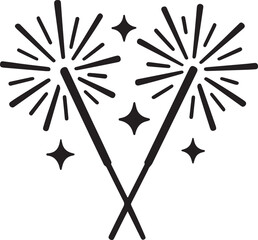 Sparkler icon silhouette with festive bursts and star vector illustration
