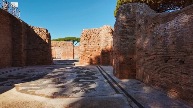 The baths of Neptune in Ostia Antica, the old port of Rome, Lazio, Italy, dating back to the 7th century BC