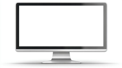 A blank screen is displayed on a computer monitor placed on a desk. This setup is common in indoor locations for work or gaming. No content is visible at this time.