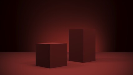 Minimal Red Podium for Product Display and Mockup