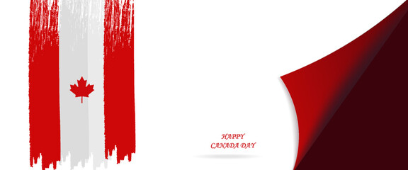 Happy Canada day background with watercolor brushed lines. Grunge canadian flag. Template for invitation, poster, flyer, banner, etc.