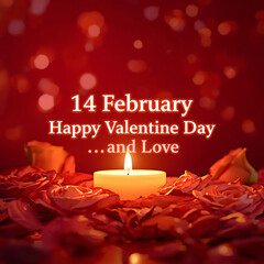 Romantic Valentine&rsquo;s Day Celebration with Loving Couple and Warm Red Aesthetic