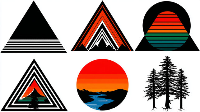 Geometric shapes with sunset designs.