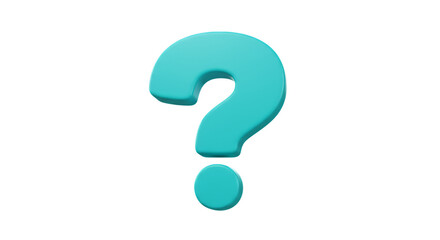 3D Stylized Question Mark Help Icon, Transparent Background