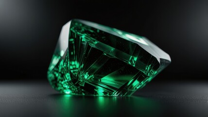 Irregular Faceted Emerald Green Crystal Background for High-End Branding