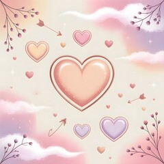Hearts in a dreamy sky